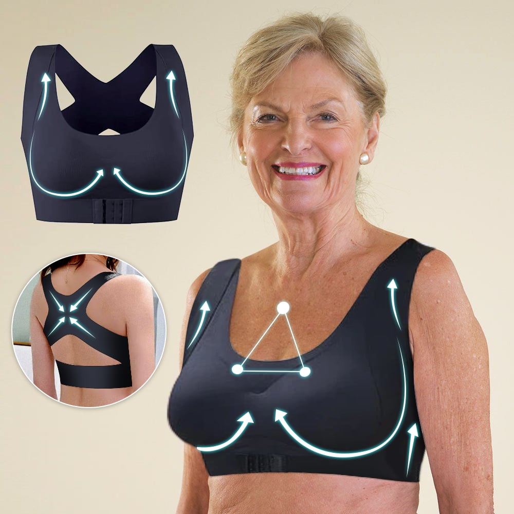 👙 Front Closure Cross-Back Wireless Posture Bra – Ultra Push-Up, All-Day Comfort & Natural Lift for a Slimmer, Taller Silhouette 💖