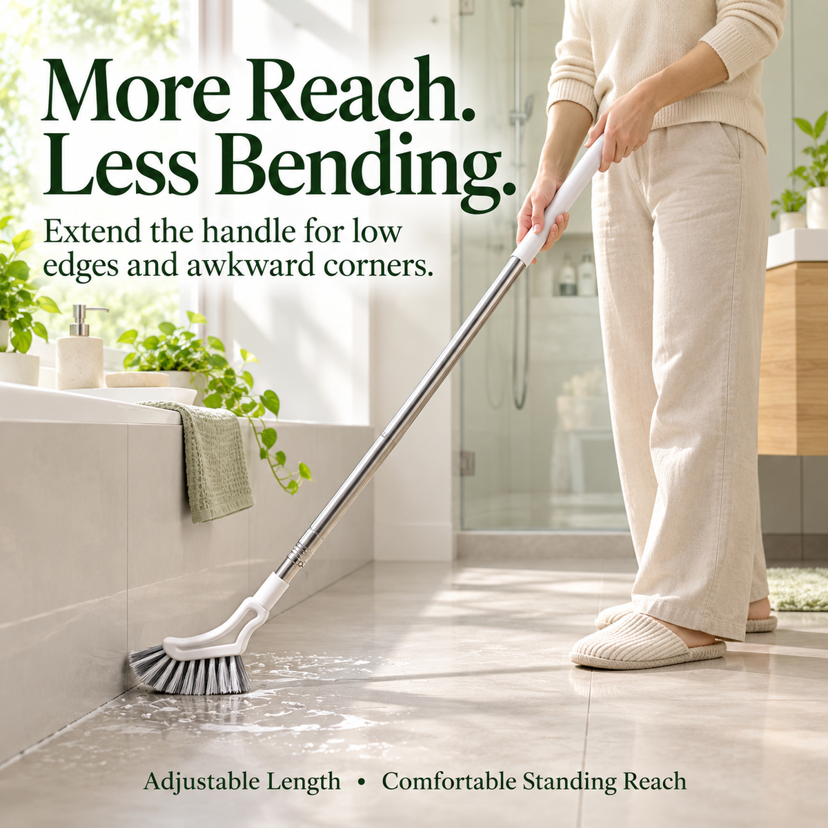 🧹 Extendable L-Shaped Cleaning Brush – Reach Corners with Less Bending