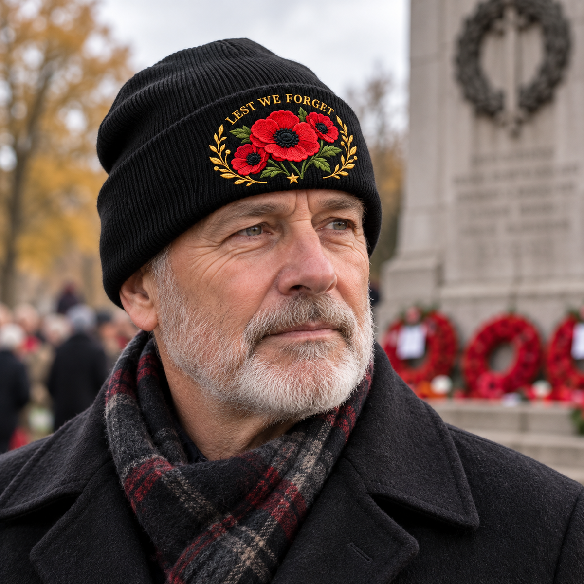 'Lest We Forget' Poppy Embroidered Beanie