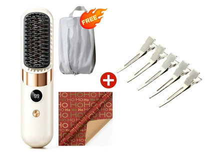 💇‍♀️ 3-in-1 Cordless Hair Straightening Brush – Straighten, Curl & Detangle Anywhere