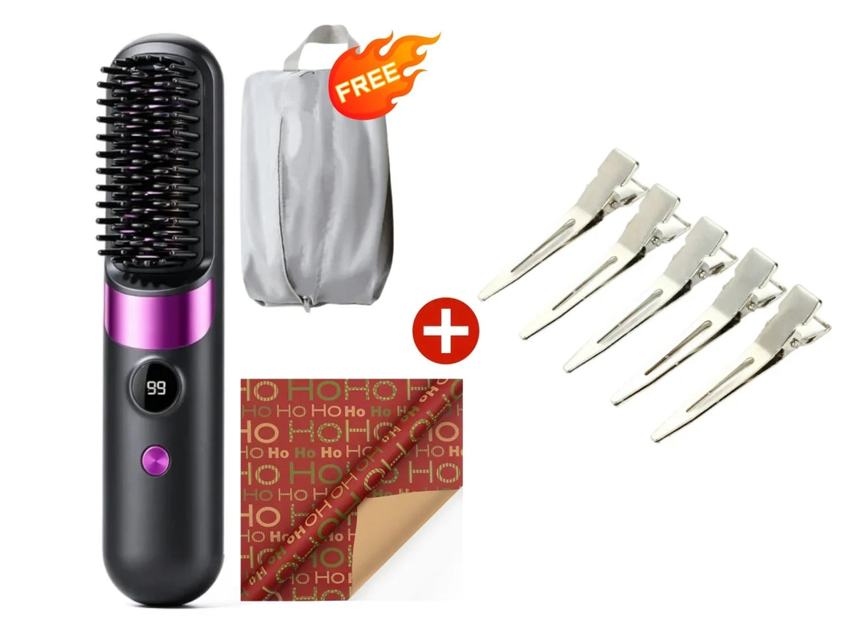 💇‍♀️ 3-in-1 Cordless Hair Straightening Brush – Straighten, Curl & Detangle Anywhere