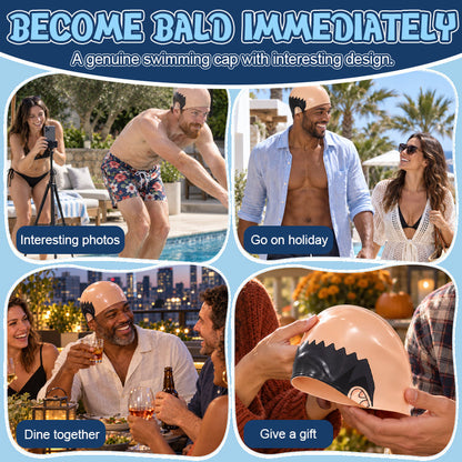 😂 Realistic Bald Head Swim Cap | Funny Pool Party Prank