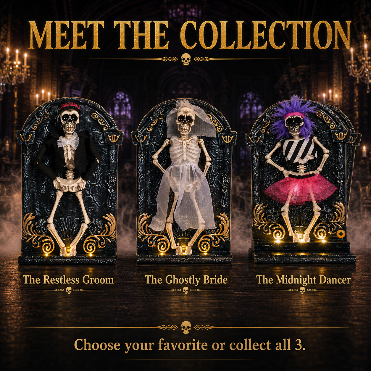 💀 They Actually Move! Animated Light-Up Dancing Skeleton Collection
