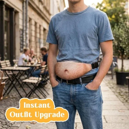 ⏰ 50% OFF Today- Funny Belly Fanny Pack – Realistic Fake Belly Waist Bag
