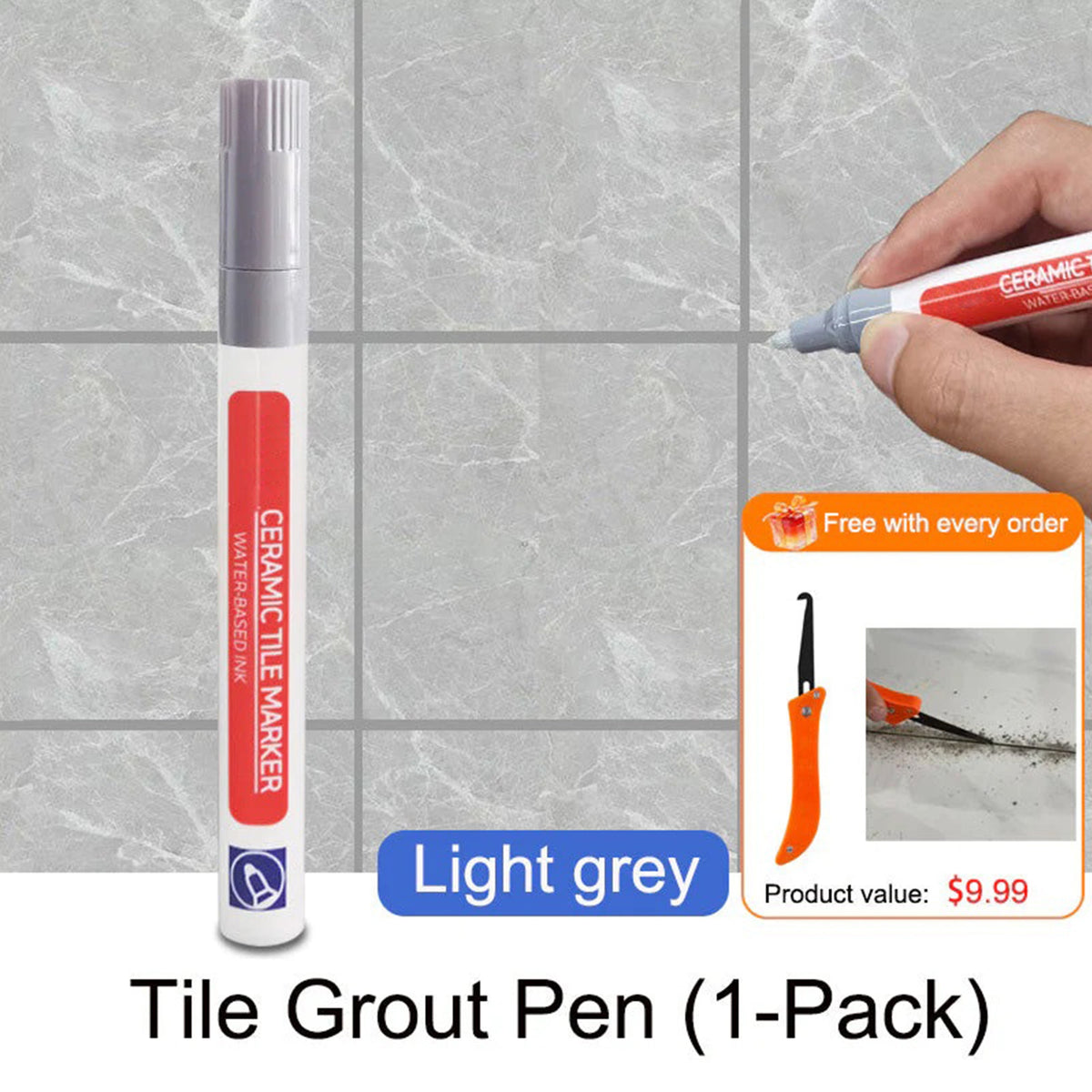 Anti-Mold Waterproof Tile Grout Repair Pen – Quick-Dry Grout Color Restorer