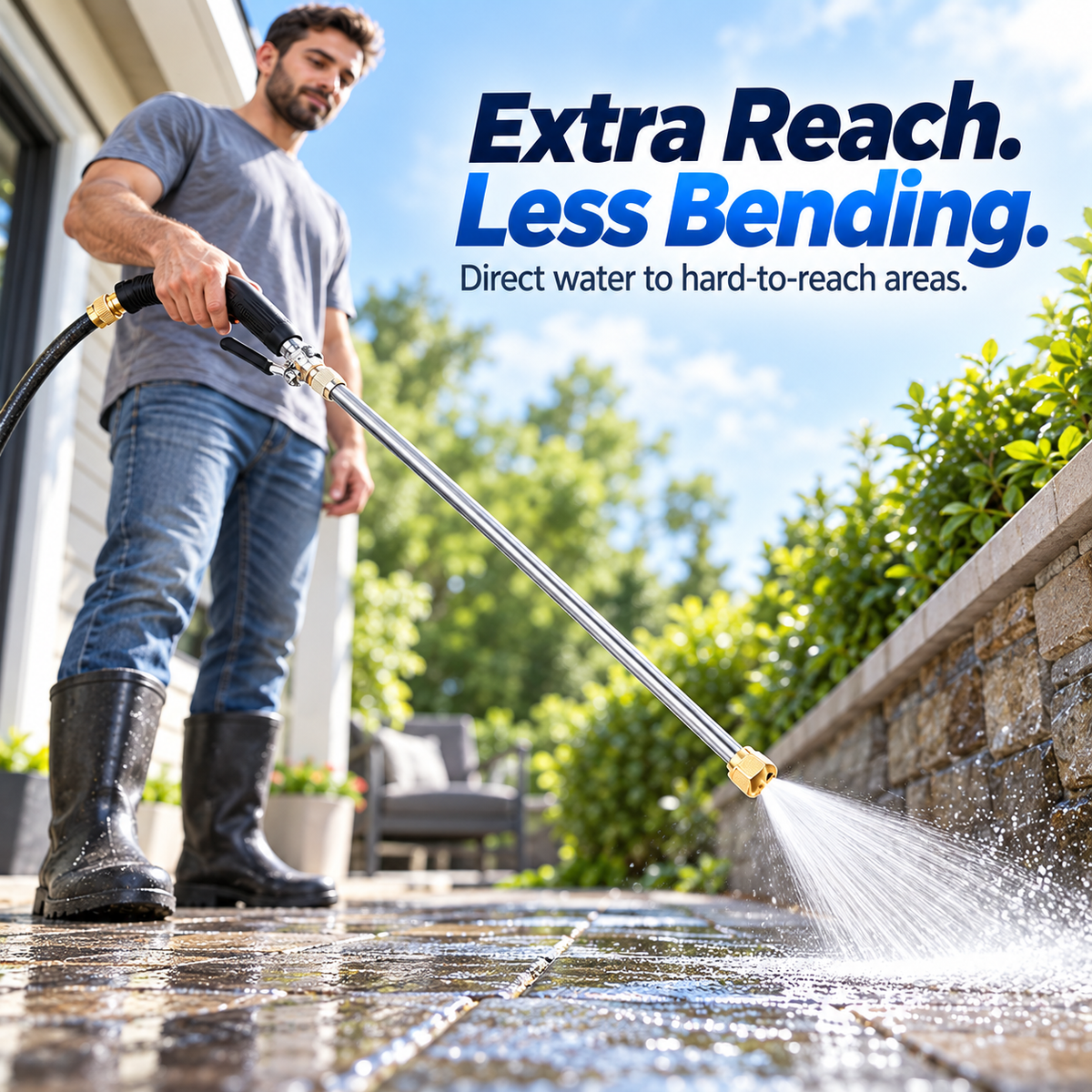💧 High-Pressure Long-Reach Garden Hose Spray Wand with Jet & Fan Tips 🌿