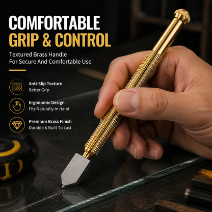 🛠️ Precision Brass Glass Cutter Tool with Tapping Head and Anti Slip Grip ✨