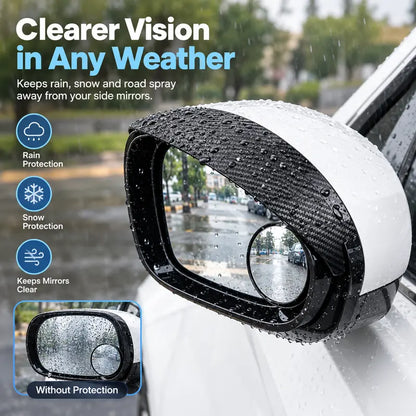 🎁2-in-1 Rearview Mirror Rain Visor with 360° Blind Spot Mirror