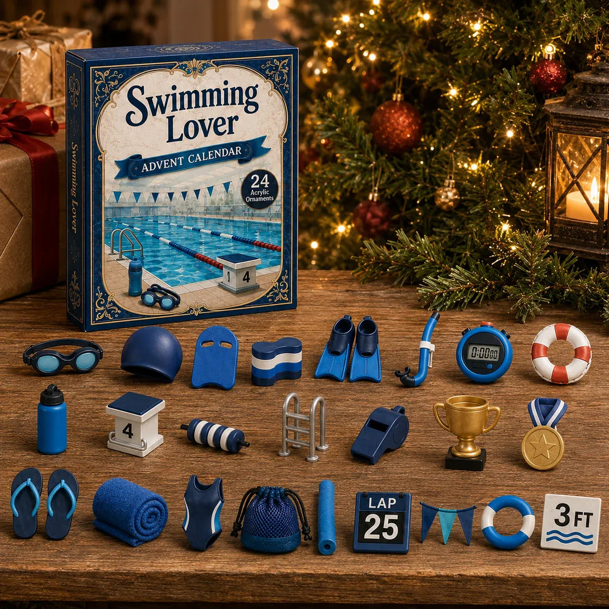 ⏳ Last Day 49% OFF – 🏊 24 Days of Swim-Life Advent Calendar | 24 Swimming-Inspired Acrylic Charms with Hanging Strings & Reusable Keepsake Designs 💦