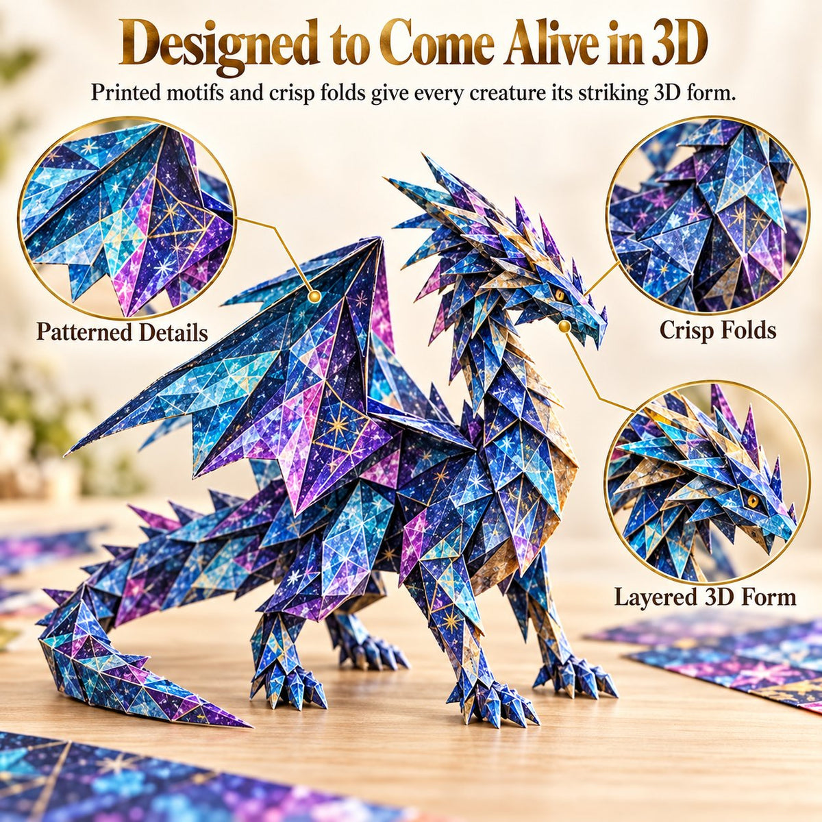 🐉 Fantasy Paper Folding Craft Kit | 4 Magical Worlds with 50 Patterned Papers & Step-by-Step Guide ✨