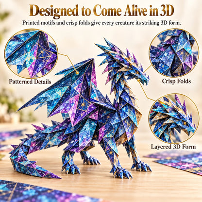 🐉 Fantasy Paper Folding Craft Kit | 4 Magical Worlds with 50 Patterned Papers & Step-by-Step Guide ✨