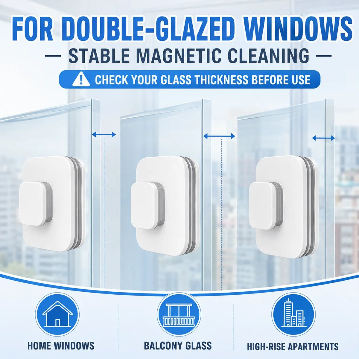 6‑in‑1 Magnetic Glass Cleaner – 30% wider cleaning area, perfect for high‑rise windows. Dual pads + squeegee – flawless results from the first pass! 🪣🪟
