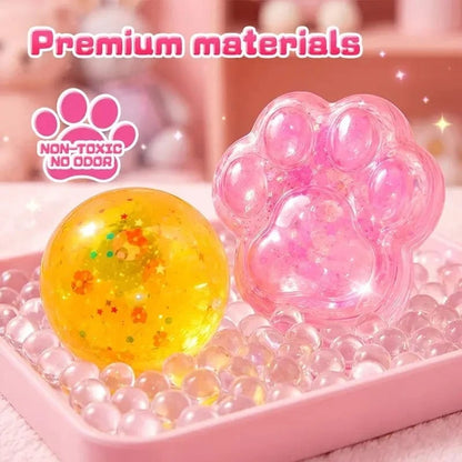 Kawaii DIY Cat Paw Squishy Kit, Make Your Own Mochi Squishy Stress Relief Fidget Toy, ASMR Sensory Craft Kit, Birthday Holiday Gift