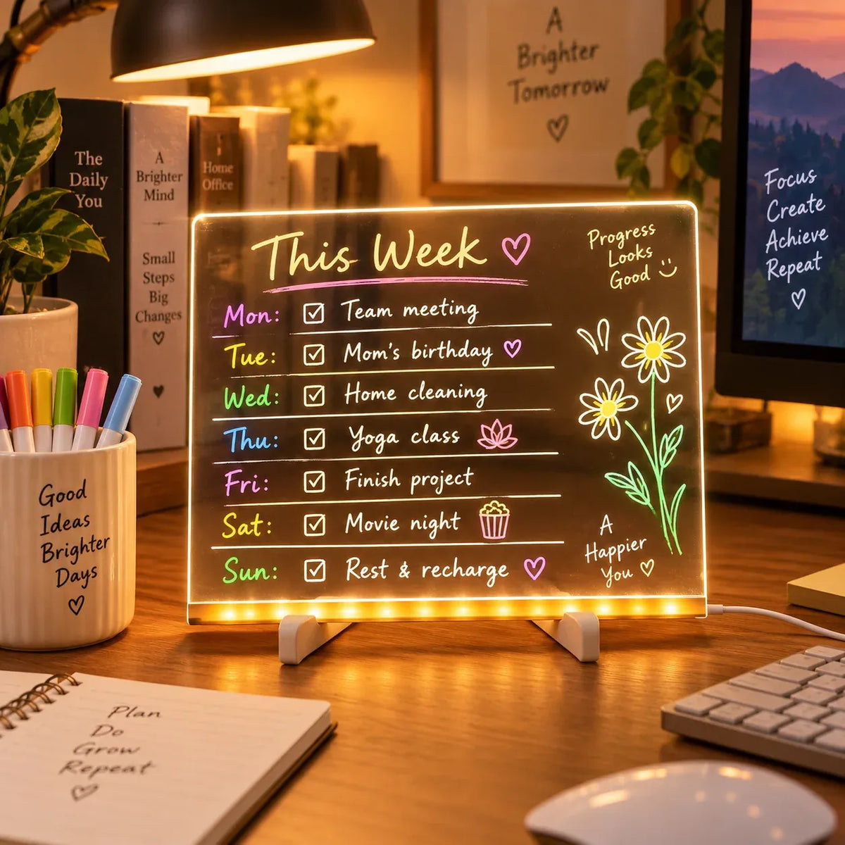 ✨ Reusable Acrylic LED Message Board – Light-Up Writing & Drawing Display