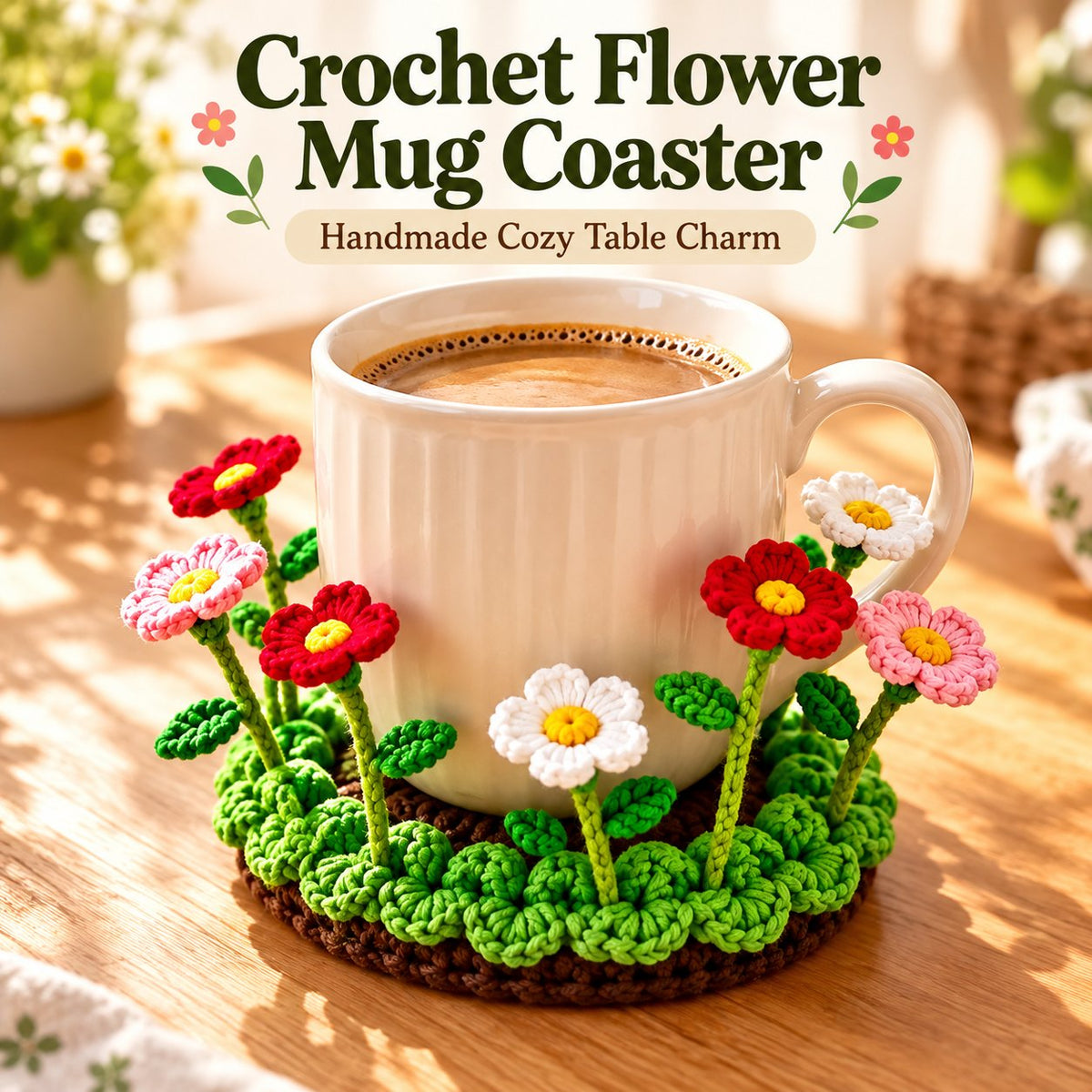 🌸50% OFF🌸Handmade Crochet Floral Coaster | Everlasting Table Art 🌸