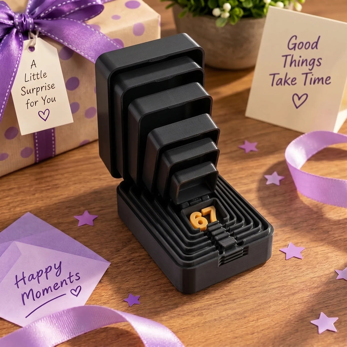 💯🎁 6-Layer Nesting Prank Gift Box | Pick Your Surprise: Middle Finger, Spider or Number 67
