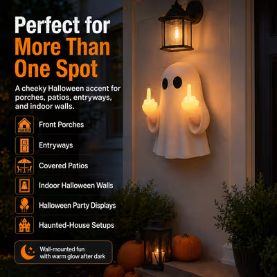 👻 Light-Up Rude Ghost Wall Decor – Funny Halloween Porch Decoration