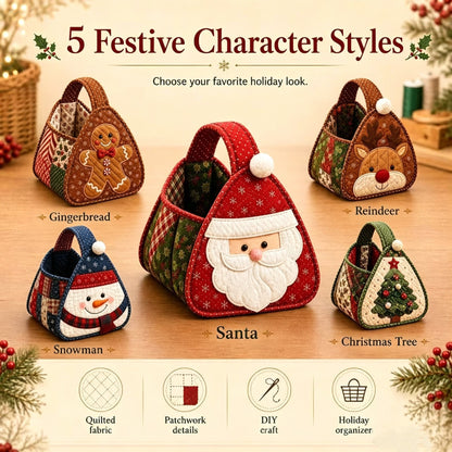 🎄 Christmas Quilted Carry Basket – DIY Sewing Kit & Finished Basket 🎁