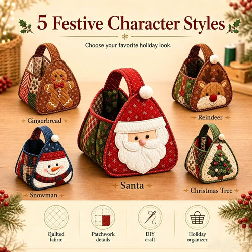 🎄 Christmas Quilted Carry Basket – DIY Sewing Kit & Finished Basket 🎁
