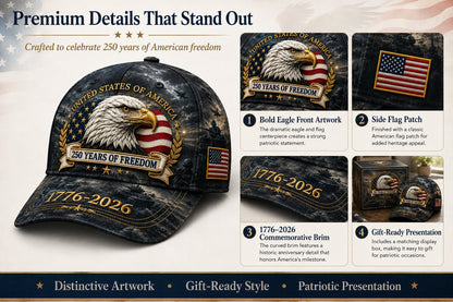 ✨250 Years of Freedom Eagle Cap | Patriotic Vintage Baseball Hat – 1776–2026 American Tribute Edition