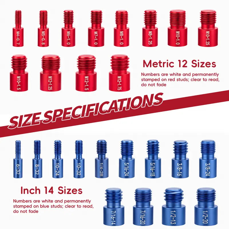 26/44-Piece Nut & Bolt Thread Checker – Metric & SAE Thread Gauge Kit with Storage Case