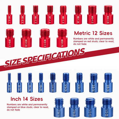 26/44-Piece Nut & Bolt Thread Checker – Metric & SAE Thread Gauge Kit with Storage Case