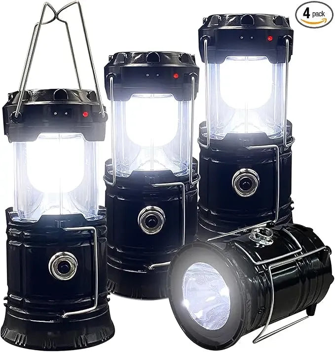 Foldable LED Camping Lantern with Solar & USB-C Charging and Flashlight Mode
