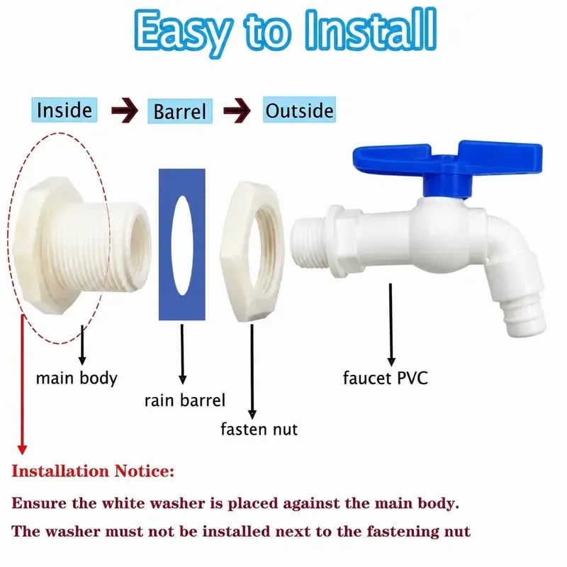 Rain Barrel Spigot Kit 💧 – Convenient Water Outlet Installation Set