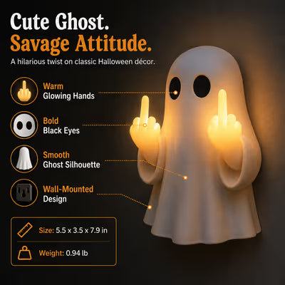 👻 Light-Up Rude Ghost Wall Decor – Funny Halloween Porch Decoration