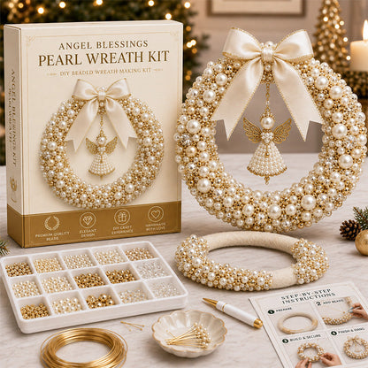 🎄✨ DIY Christmas Pearl Wreath Kit – Handmade Beaded Holiday Door Décor 💎🎀