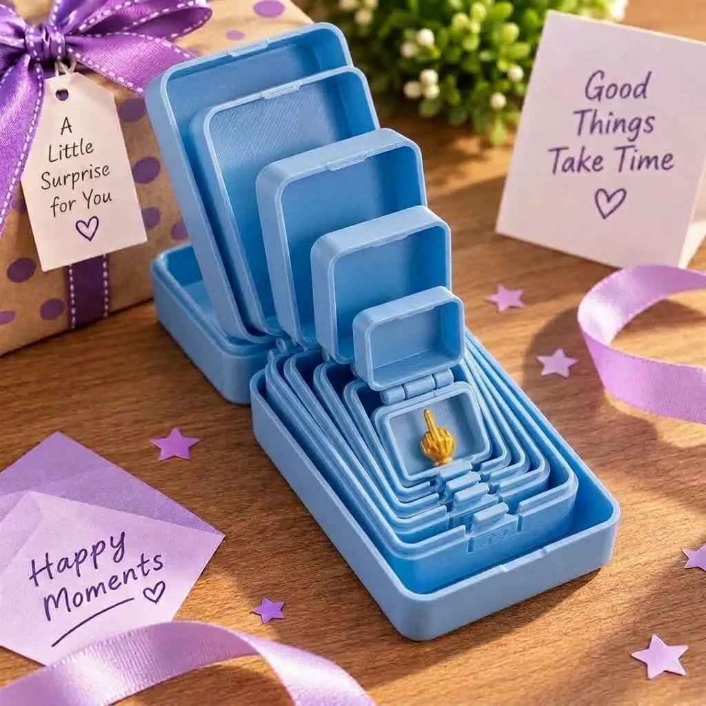 💯🎁 6-Layer Nesting Prank Gift Box | Pick Your Surprise: Middle Finger, Spider or Number 67
