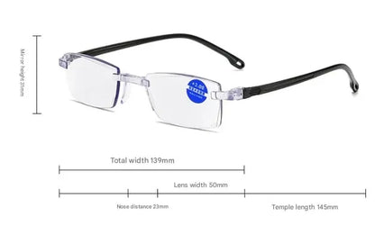 👓🌄 Smart Auto-Focus Glasses – Blue Light Blocking, Anti-Eye Fatigue Rimless Eyewear for Near & Far Viewing