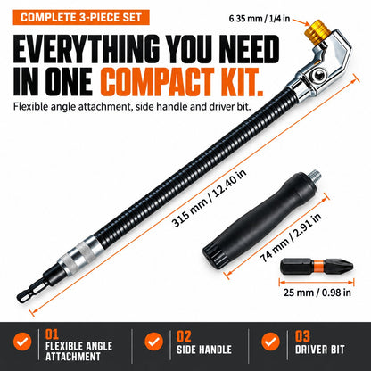 🔧 Flexible 90‑Degree Right‑Angle Drill Attachment with Long Flexible Shaft