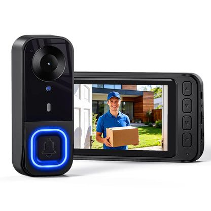 🔔 1080P Wireless Video Doorbell with Monitor – No WiFi, No App, No Subscription