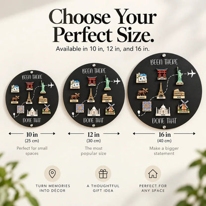🌍✈️ Been There, Done That Travel Magnet Display Board – Round Souvenir Magnet Wall Organizer, Personalized Travel Memory Decor & Unique Gifts for Travelers 🎁