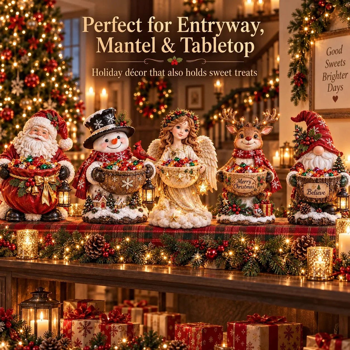 ✨ Lighted Christmas Candy Bowl Collection – 5 Festive Holiday Designs