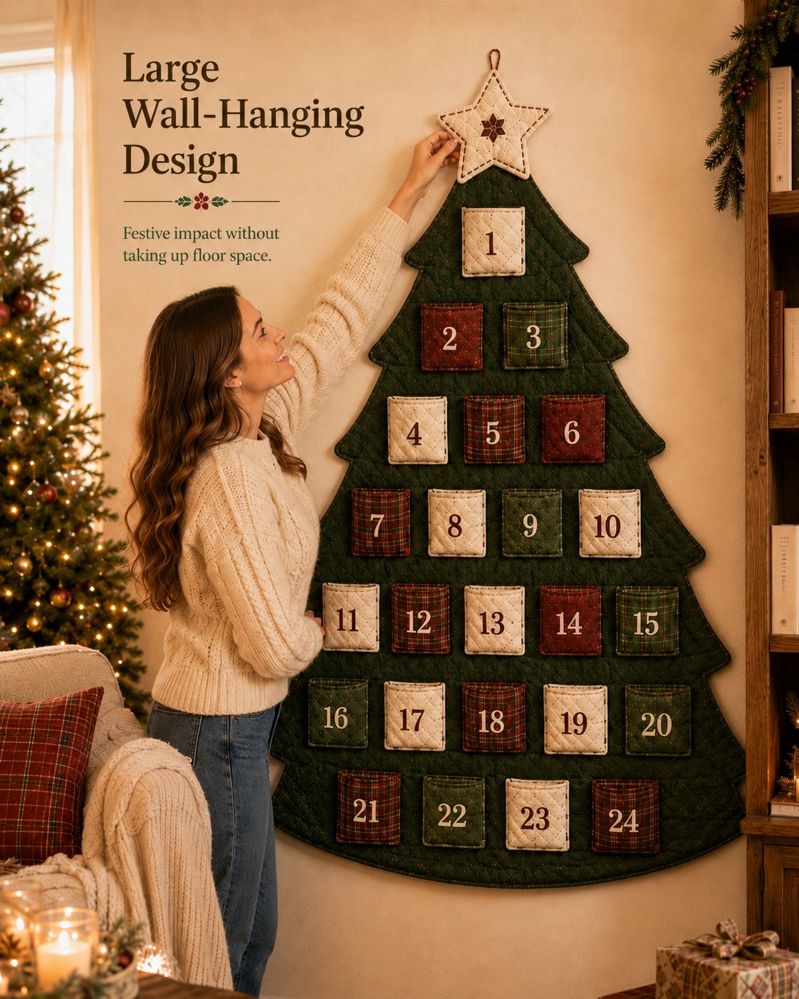 🔥Last Day 49% OFF - 🎄✨DIY 24-Pocket Fabric Christmas Advent Tree Kit