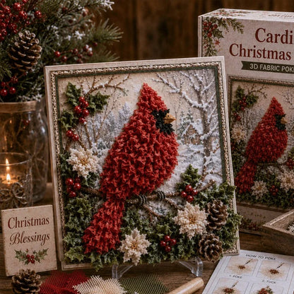 🔥 LAST DAY 50% OFF – 🎄 DIY 3D Fabric Poke Art Christmas Keepsake Kit – No-Sewing Holiday Craft with Display Stand ✨