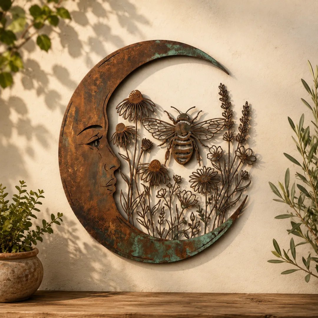 ✨✨Last Day 50% OFF✨🌜️Crescent Moon Bee Wall Decor🐝