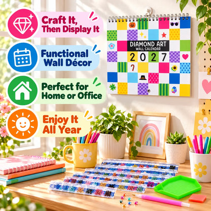 💎2027 Diamond Art Calendar Craft Kit | 12 Monthly Designs + Complete Gem Tools ✨
