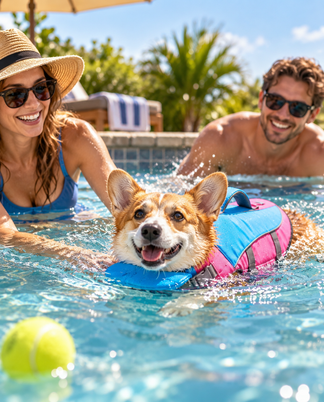 Dog Life Vest - Adjustable Flotation Support for Swimming & Boating