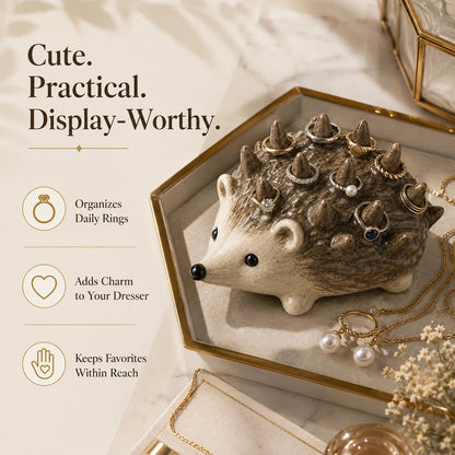 🔥 Handmade Hedgehog Ring Holder – Adorable Ceramic Jewelry Tray & Gift for Her