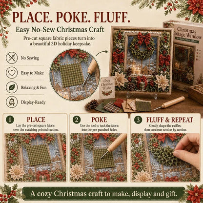 🔥 LAST DAY 50% OFF – 🎄 DIY 3D Fabric Poke Art Christmas Keepsake Kit – No-Sewing Holiday Craft with Display Stand ✨