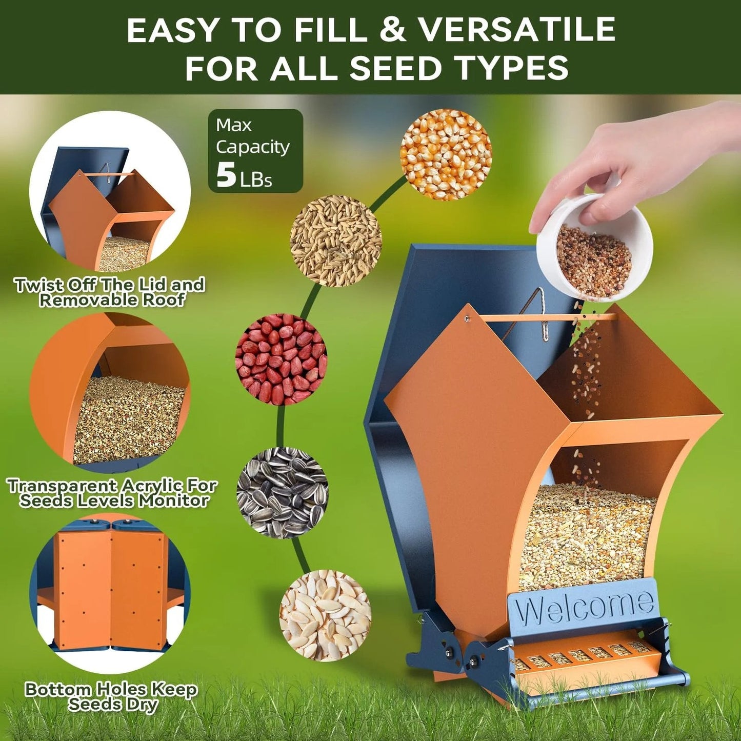 🐦 Squirrel Proof Bird Feeder – Outdoor Bird House for Garden Bird Watching & Yard Decoration