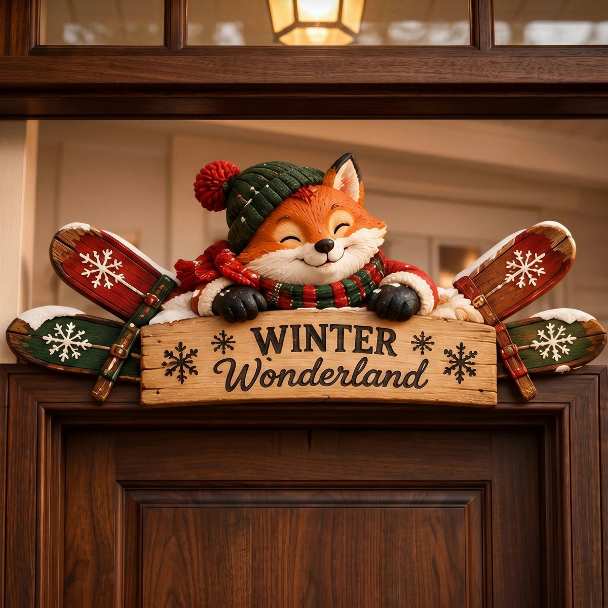 🎄 Rustic Winter Door Frame Topper – Christmas Cabin & Woodland Decor