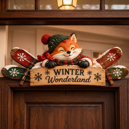 🎄 Rustic Winter Door Frame Topper – Christmas Cabin & Woodland Decor