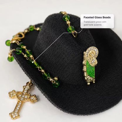 St. Jude Car Blessing Charm. Handmade Protection Gift Decoration, Black Sombrero Car Ornament Car Trinkets