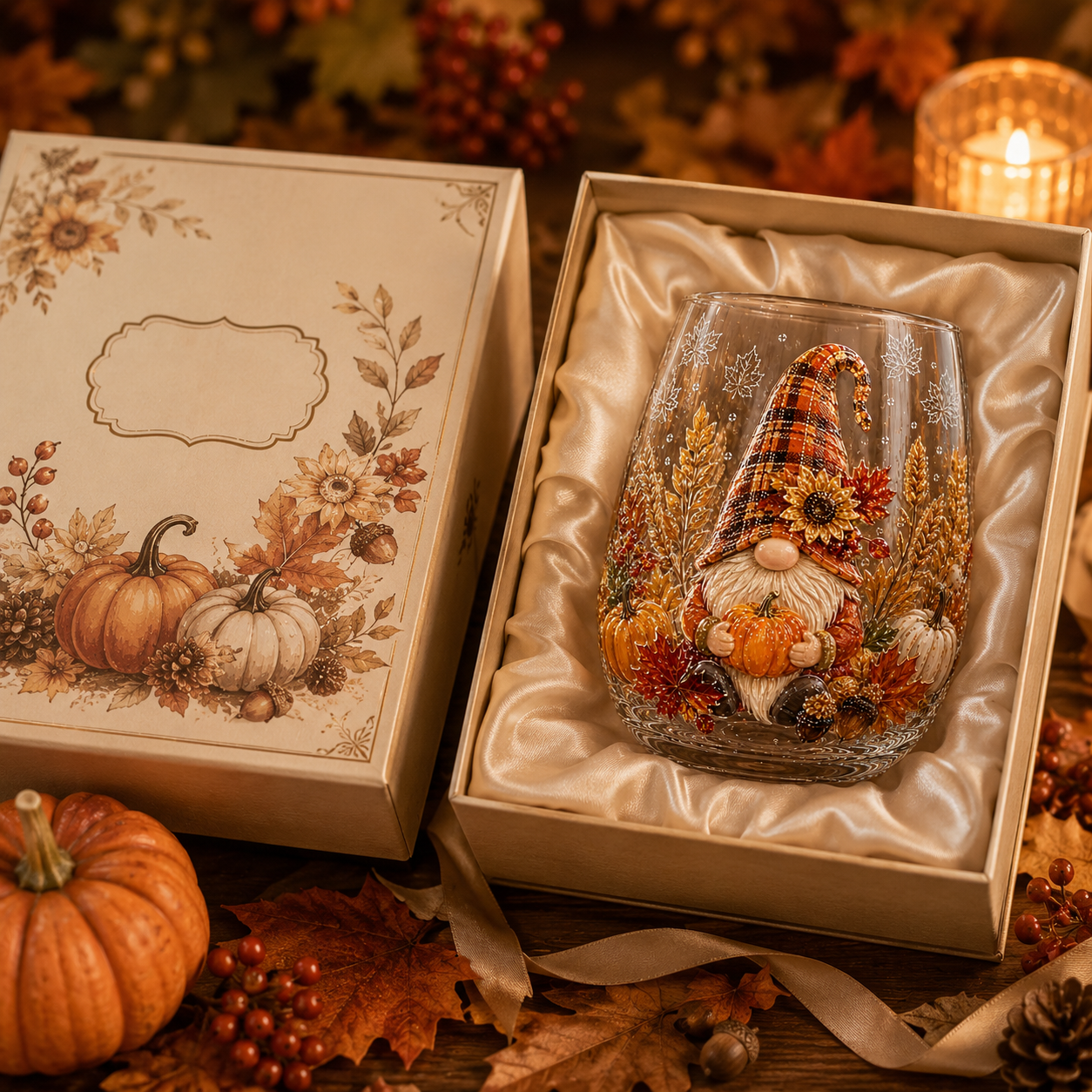🍂Autumn Harvest 2D Glass Cup Gift Set – 6 Festive Designs