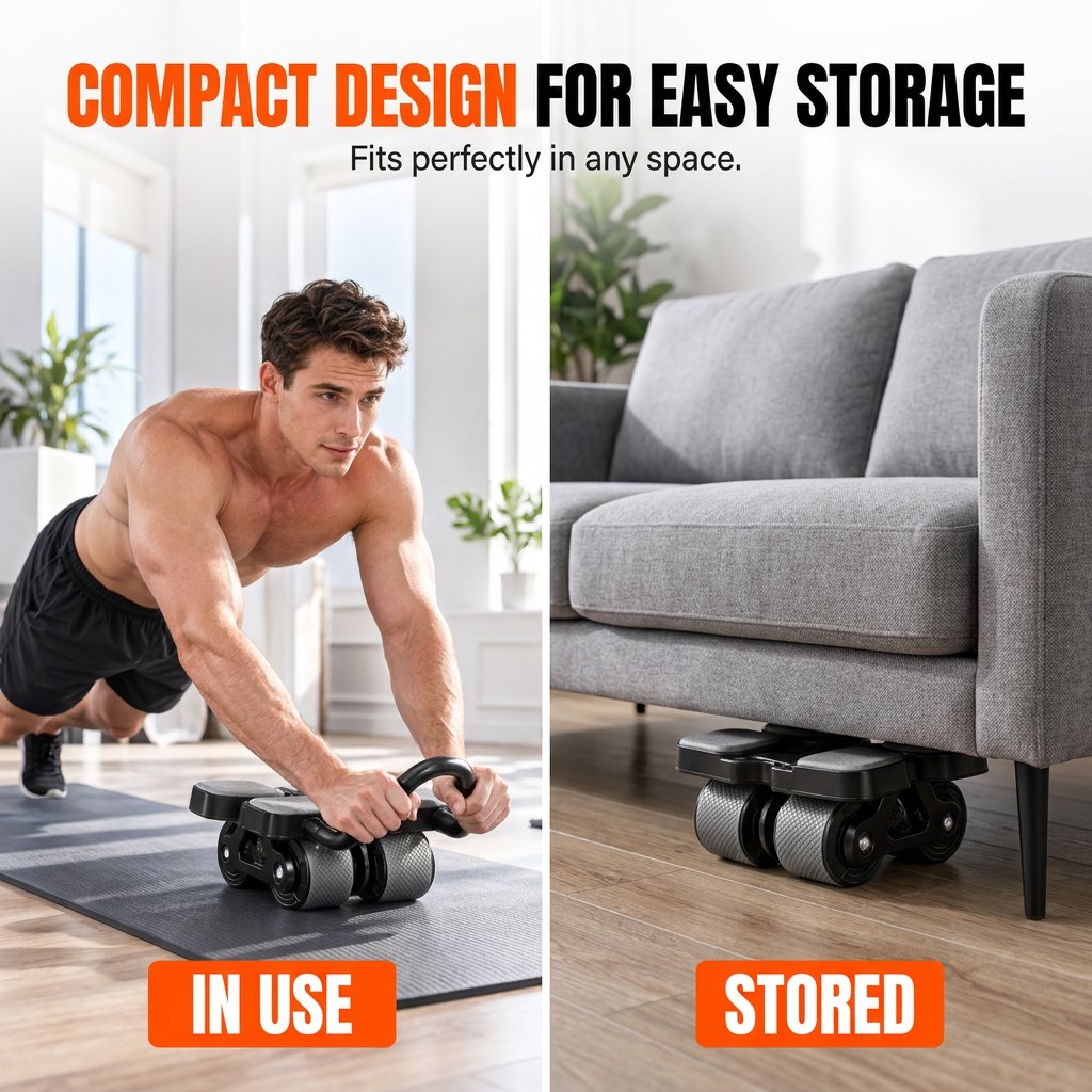 💪 Smart 4-Wheel Automatic Rebound Ab Roller – Digital Display, Elbow Support & Phone Holder