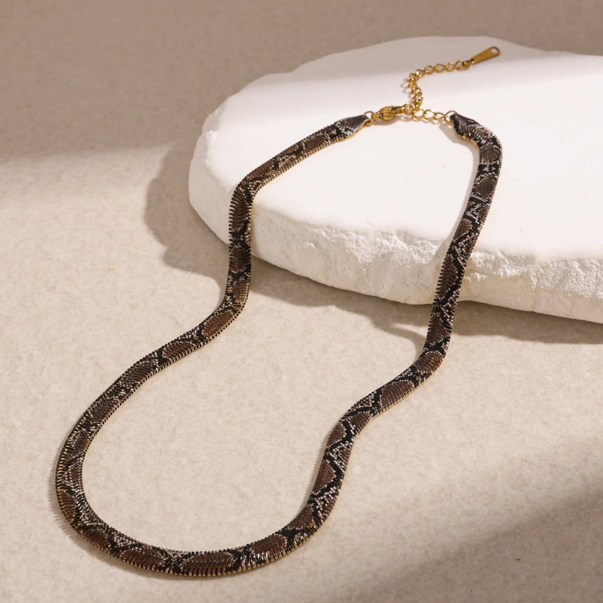 🐍 Serpent Statement Necklace – 18K Gold Plated Gothic Snake Pendant with Sparkling Crystals for Bold Elegance